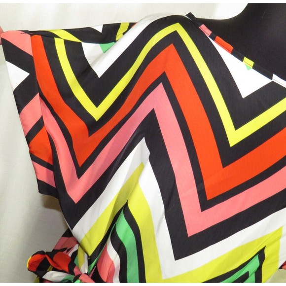 FTF Women's Multicolor Chevron Striped Dolman Sleeve Dress Plus Size 3X - Picture 5 of 14